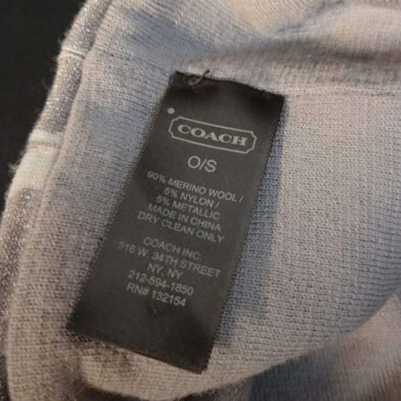 Authentic COACH Merino wool silver & cream winter toque hat beanie - Picture 2 of 6